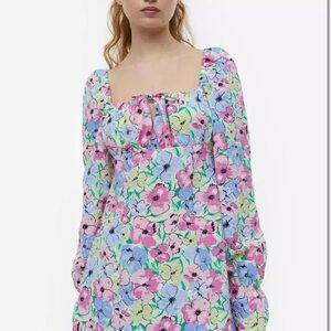 H&M Floral Long Sleeve mini dress